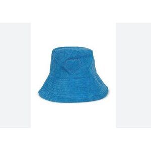 JOCELYN French Terry reversible packable solid women's bucket hat - BLUE/WHITE